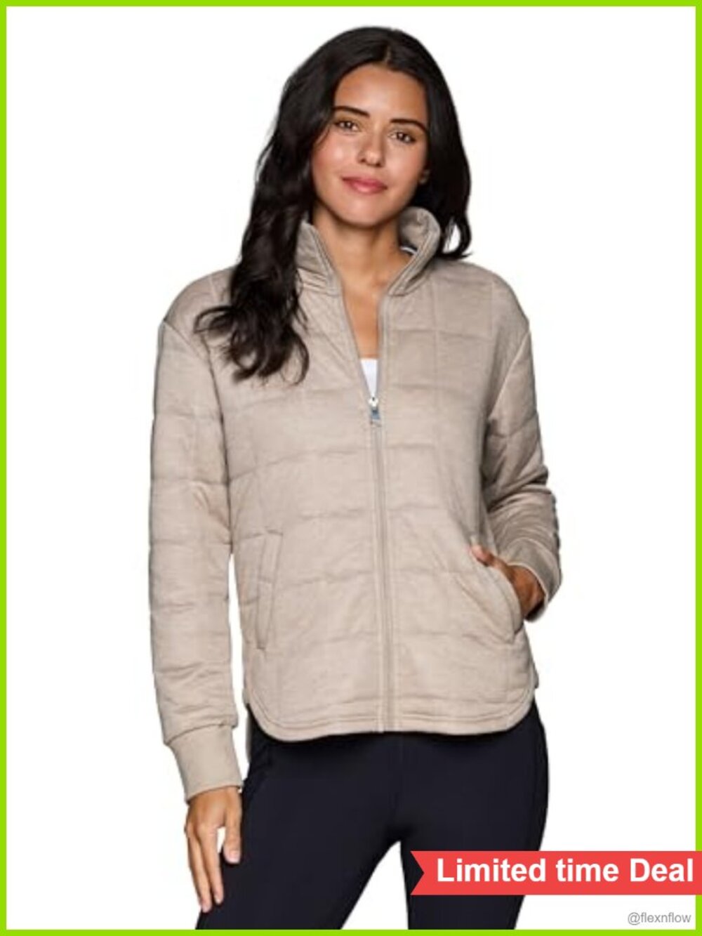 RBX Active Women's Quilted Full Zip Jacket Mock Neck Pockets Lightweight